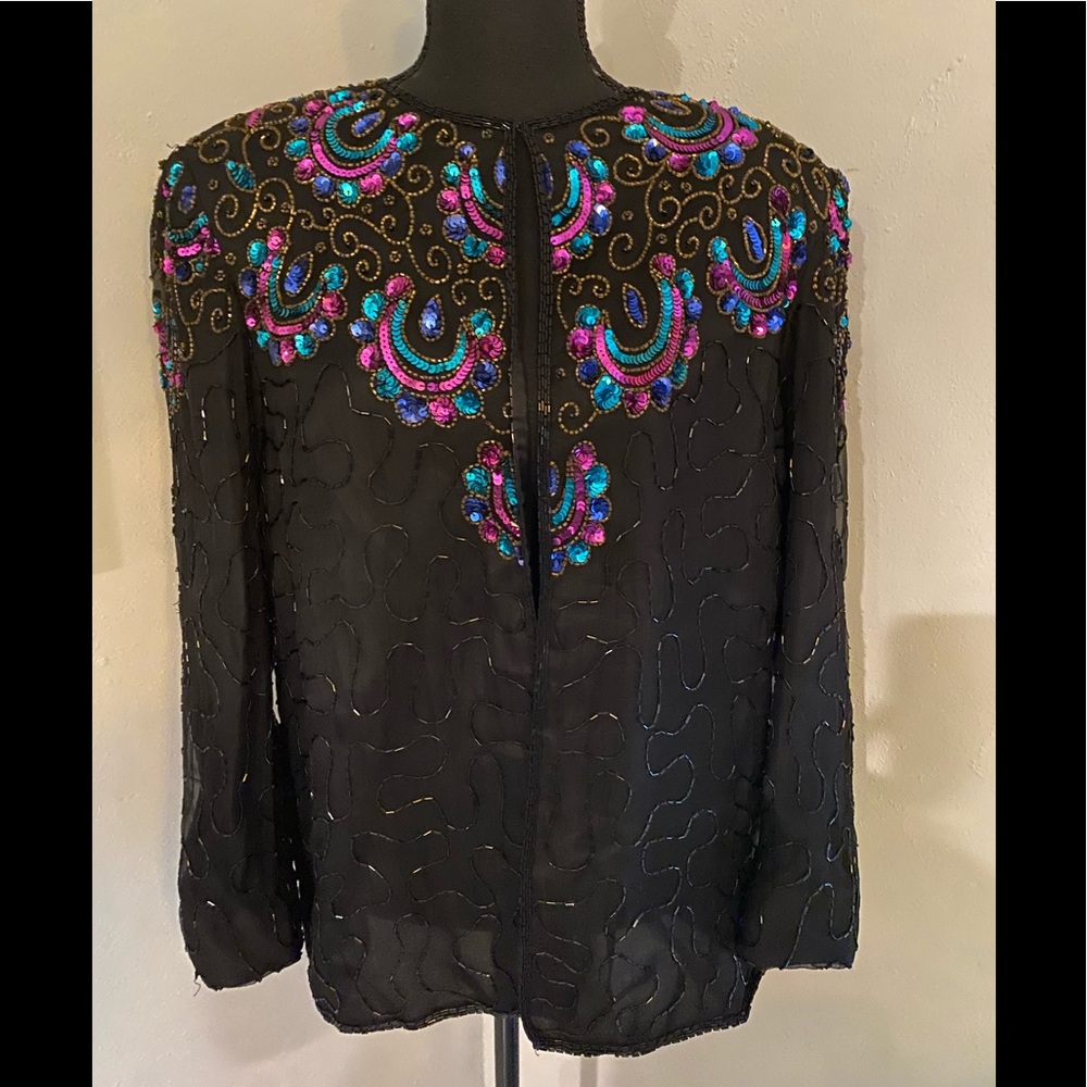 100% Silk Beads & Sequins JMD New York Evening Jacket